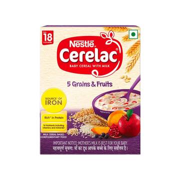 Nestle Cerelac With Milk, 5 Grains & Fruits Baby Cereal (18 to 24 months)